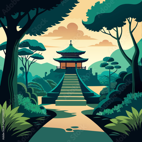 japanese temple in the morning