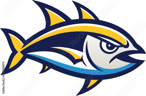 Aggressive tuna fish mascot logo