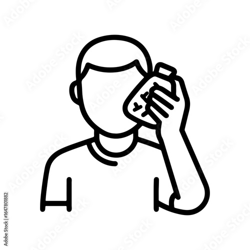 Line icon man applying ice to a bruise vector on white background
Vector line icon on white background