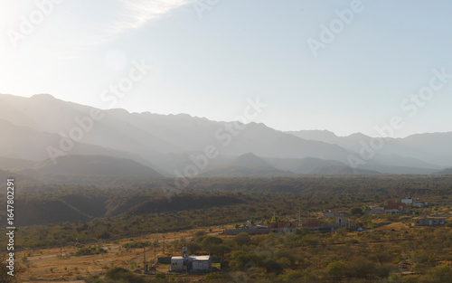 Sunset on the mountains during a sandstorm day