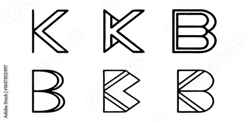 Elegant and minimalist initial logos featuring geometric letterforms isolated on white background, perfect for modern branding and graphic design projects with a clean and sophisticated aesthetic
