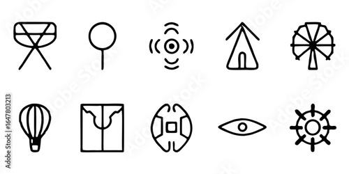 Collection of minimalist line icons isolated on white background a set of simple and modern graphic elements for web design, user interface, and abstract art projects