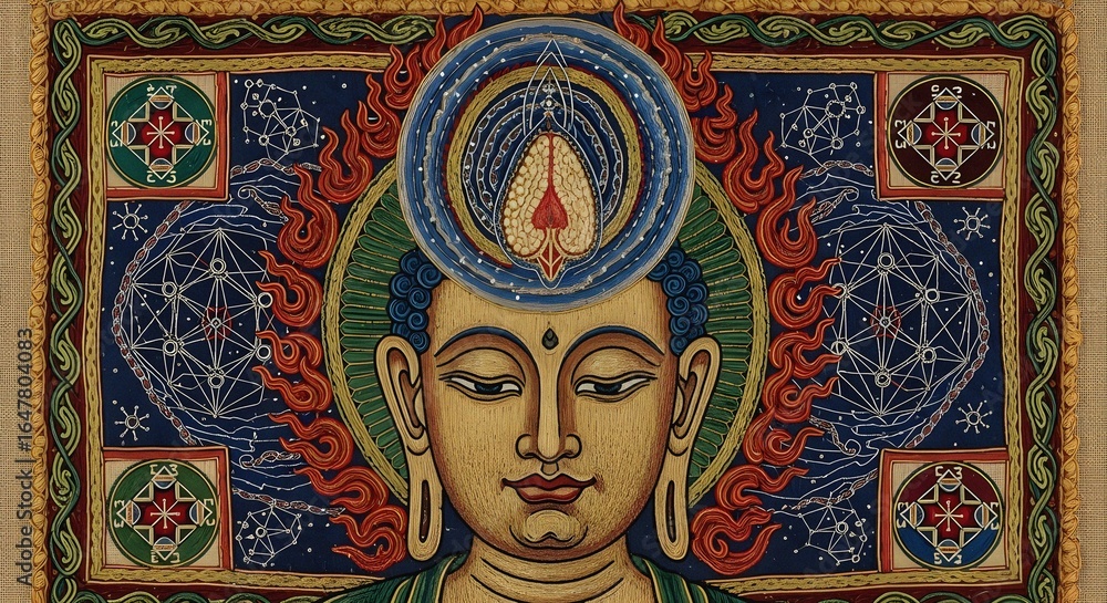 Obraz premium Buddha Meditating Spiritual Enlightenment in Sacred Art