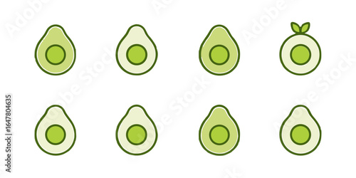 Collection of fresh and healthy avocado fruit isolated on white background a set of delicious and nutritious avocados for a healthy lifestyle and diet