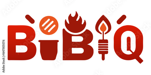 Bbq party invitation with grill tools this design features a barbecue grill, utensil, sausage, and flame, perfect for a summer cookout or outdoor gathering isolated on white background
