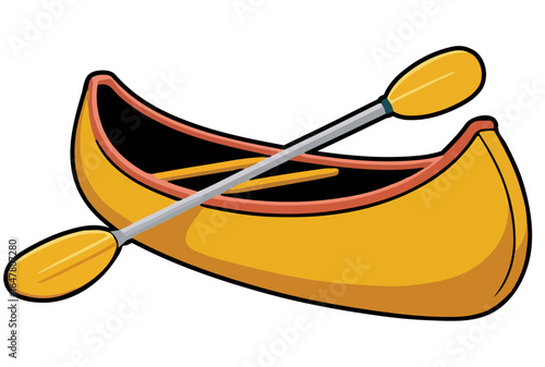Vector flat canoe isolated on white. Cartoon kayak boat.
