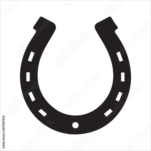 Lucky Horseshoe Silhouette Vector on White Background – Good Luck Symbol Illustration