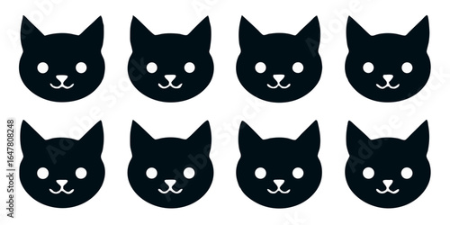 Adorable cat faces isolated on white background a collection of cute kitten heads in cartoon style, perfect for graphic design and animalthemed projects with a playful touch