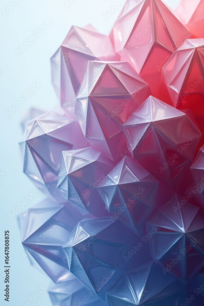 Fototapeta premium Abstract Geometric Crystal Formation with Vibrant Color Gradient Texture