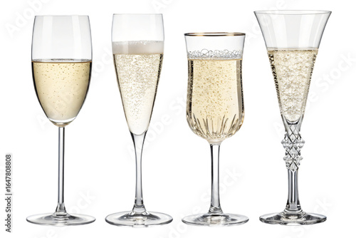 Elegant Champagne Glasses Perfect for Celebration Isolated On Transparent Background