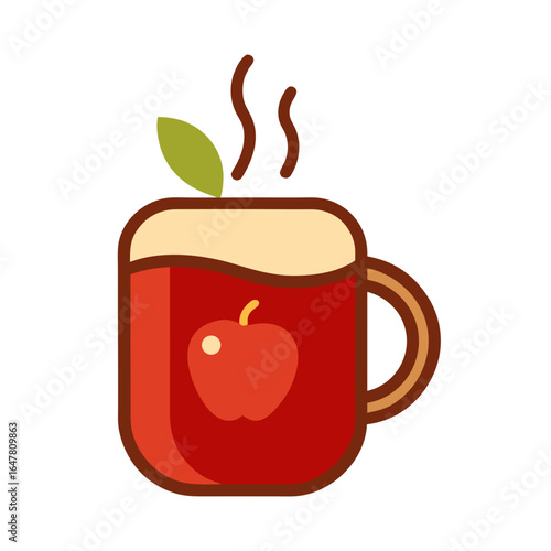 A mug of hot apple cider isolated on white background, a seasonal drink