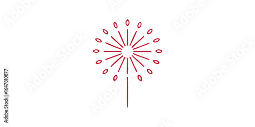 Red sparkler firework icon isolated on white background a festive design element for celebrations, parties, and holiday events, perfect for adding a touch of color and magic