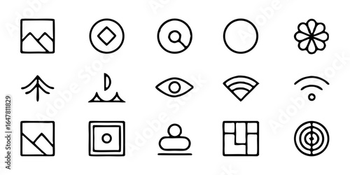 Collection of various handdrawn geometric shapes isolated on white background, perfect for adding a touch of artistic flair to your designs with a vintage and retro aesthetic appeal