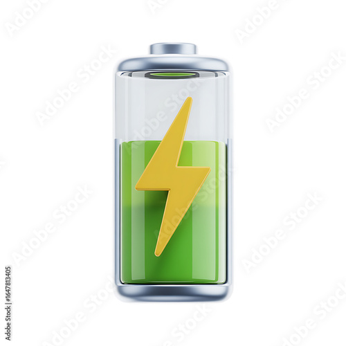 Green battery icon with a lightning bolt, symbolizing full power and energy.