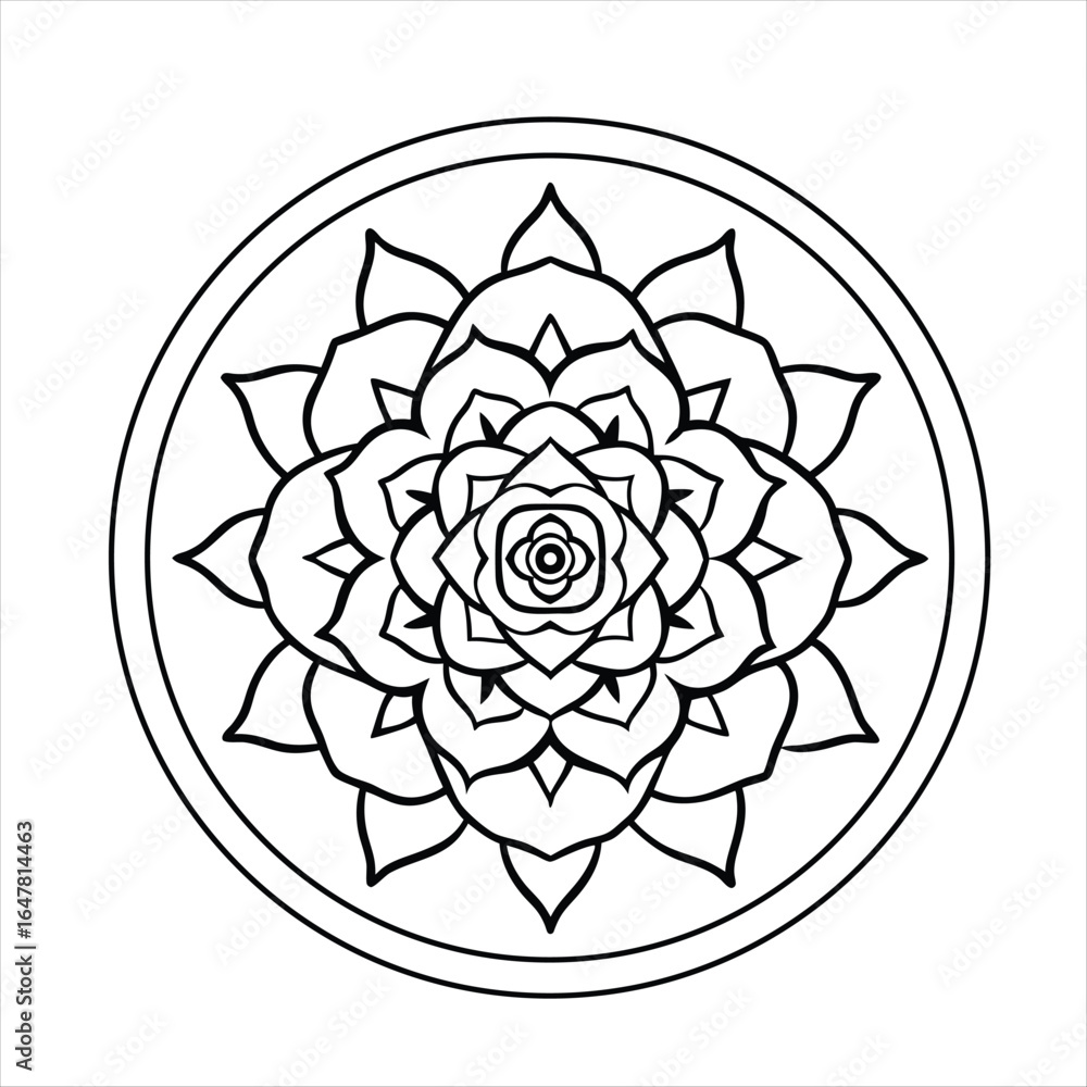 Fototapeta premium Black and white symmetrical floral mandala design flower