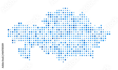 Kazakhstan Dot Map. Country Digital Style Shape. Kazakhstan vector image. Country shape blue circular dots. Amazing vector illustration.