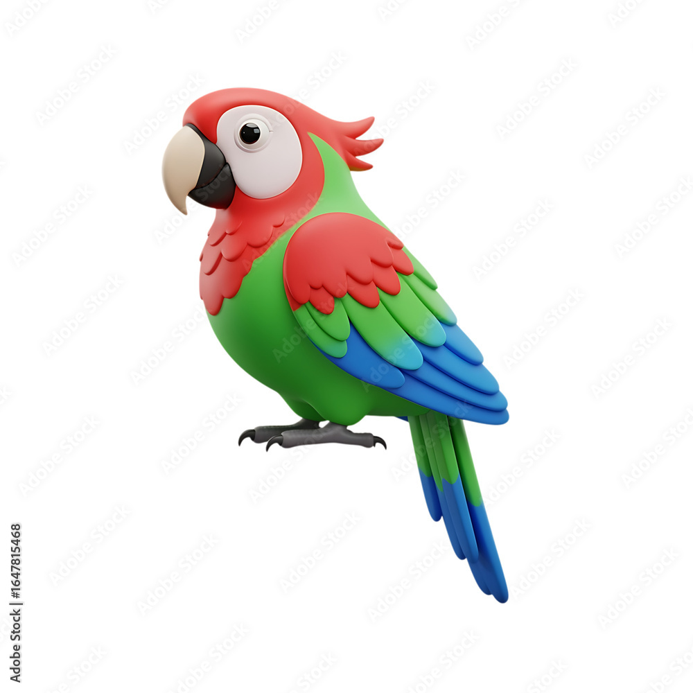 Fototapeta premium 3D Render of a Colorful Parrot isolated on transparent background
