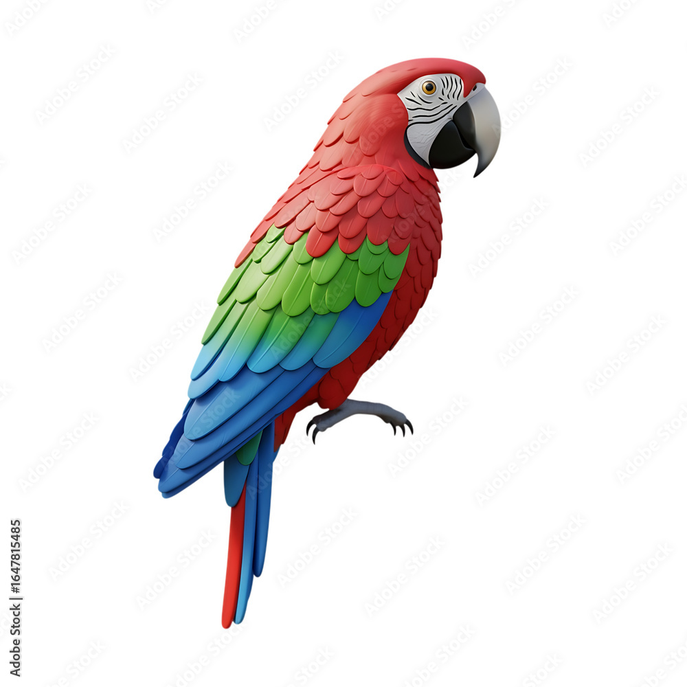 Fototapeta premium Vibrant Scarlet Macaw: Tropical Bird Profile isolated on transparent background