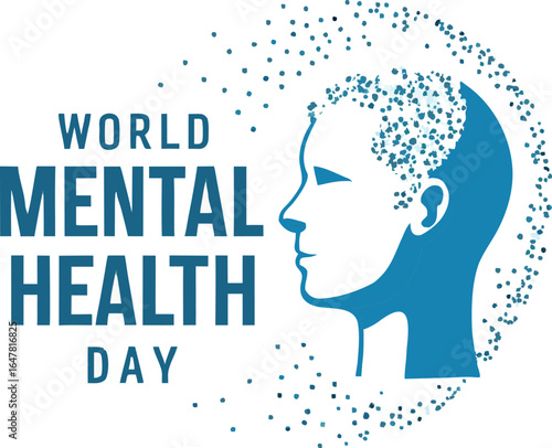 3d international mental heath day concept  on white background