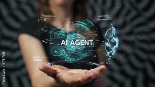 AI Agent Hologram Displayed in a Hand