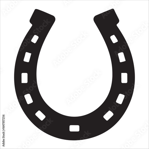 Horseshoe Silhouette Icon – Lucky Charm and Good Fortune Symbol Vector Illustration