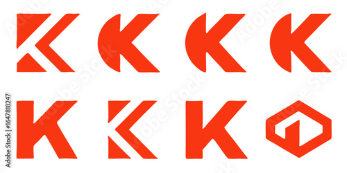 Collection of orange letter k logos isolated on white background a set of creative designs for various brands and businesses, offering a modern and abstract look for company identity