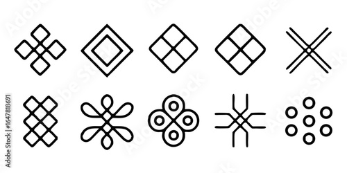 Collection of intricate geometric shapes isolated on white background a versatile set of abstract design elements for modern graphic design, logo creation, and artistic decoration projects