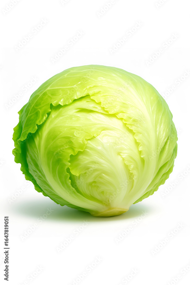 Fototapeta premium vibrant neon iceberg lettuce on white background