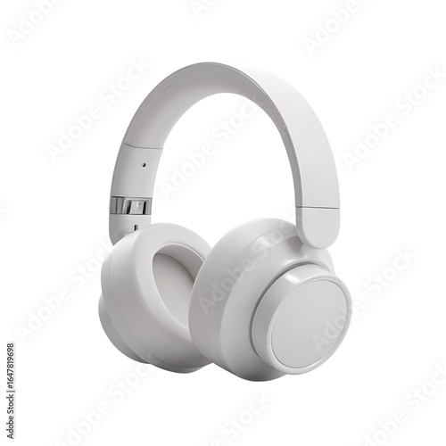 White over-ear headphones with textured earcups audio
