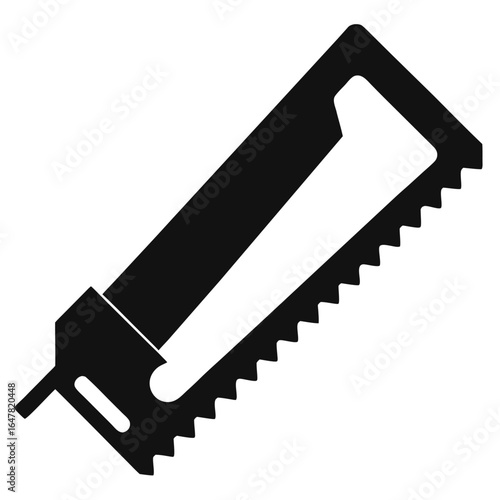 Black silhouette of a handsaw on a white background