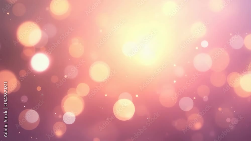 Soft glowing bokeh lights in pink and gold background  