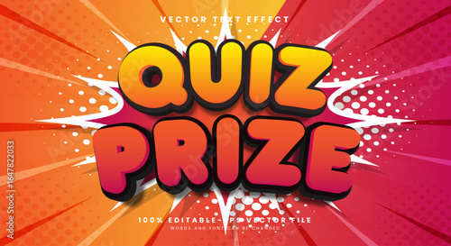 Quiz Prize 3d Editable Text Effect Template suitable for Cartoon Style