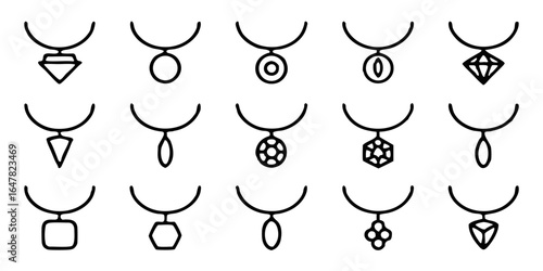 Collection of minimalist necklace pendants isolated on white background a set of simple and elegant jewelry designs for fashionable women, perfect for adding a touch of glamour to any outfit