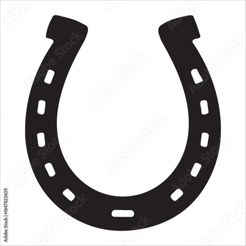Black Horseshoe Silhouette Vector – Good Luck Charm and Equestrian Symbol Illustration