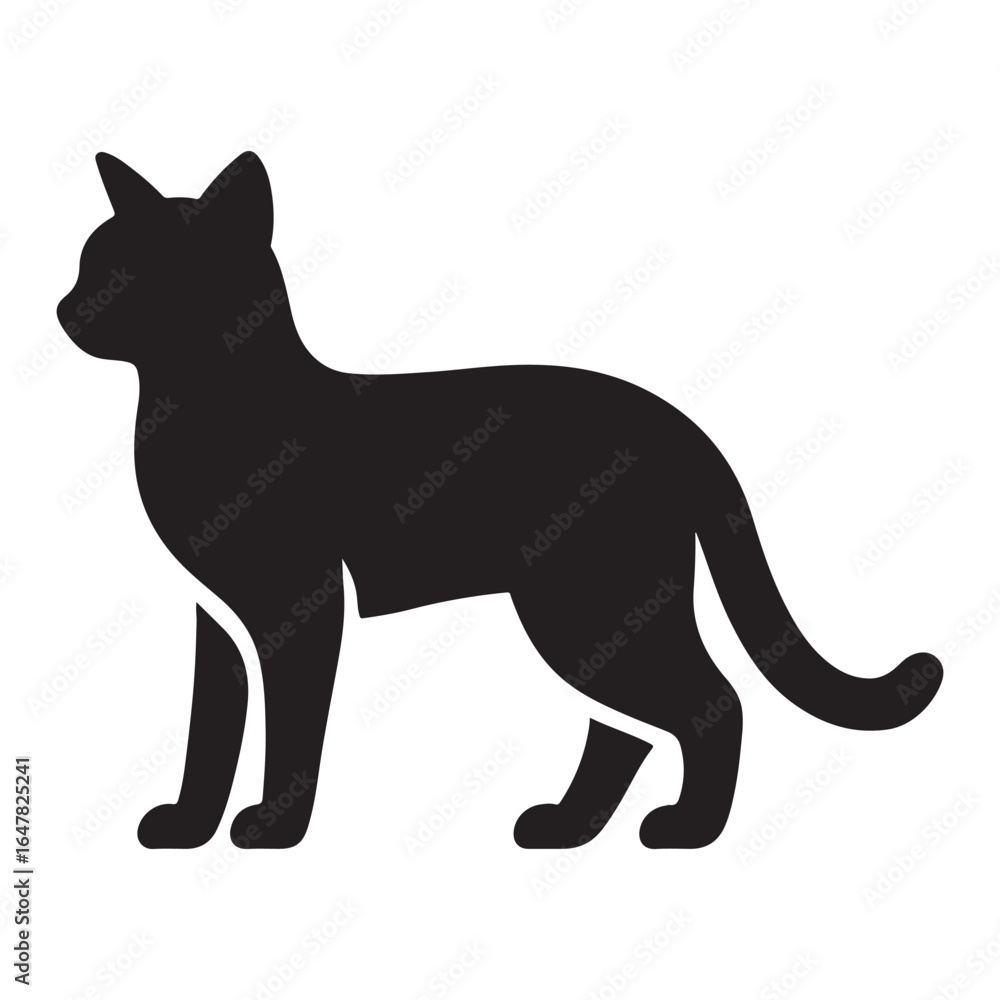 Obraz premium Silhouette of an Elegant Cat: A sleek black cat silhouette, poised in a graceful stance against a minimalist backdrop, embodies feline elegance and timeless charm.