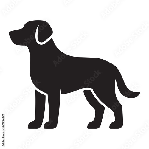 Black Dog Silhouette: This is an iconic, clean illustration of a black dog, ideal for designs. Its simplicity and bold lines make it perfect for various uses.