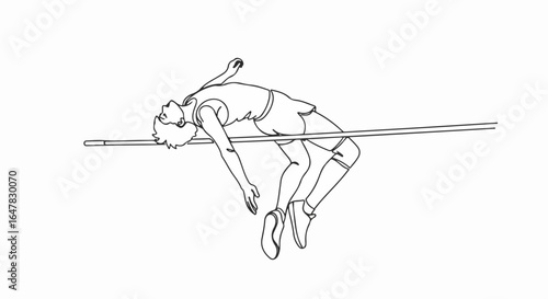 High Jumper in Mid-Air, Horizontal Pose