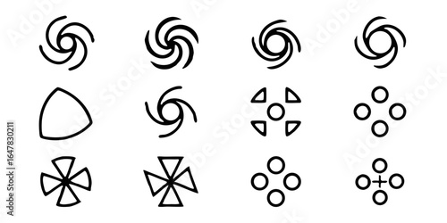 Collection of abstract swirl shapes isolated on white background for creative design projects, offering versatile graphic elements to enhance visual appeal and add a touch of modernity
