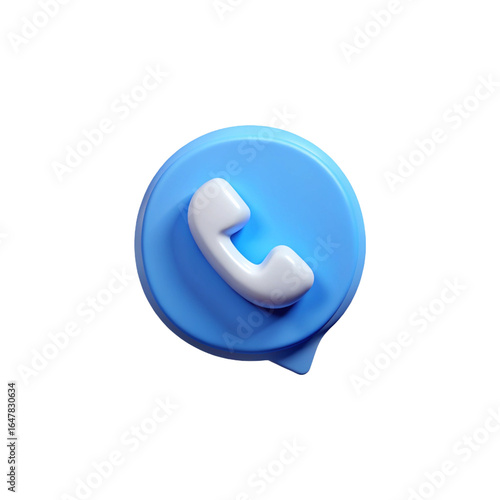 Modern 3d icon of a phone call inside a speech bubble