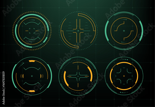Set of diverse vector hud elements. User interface concept for game design. Futuristic display graphic collection.