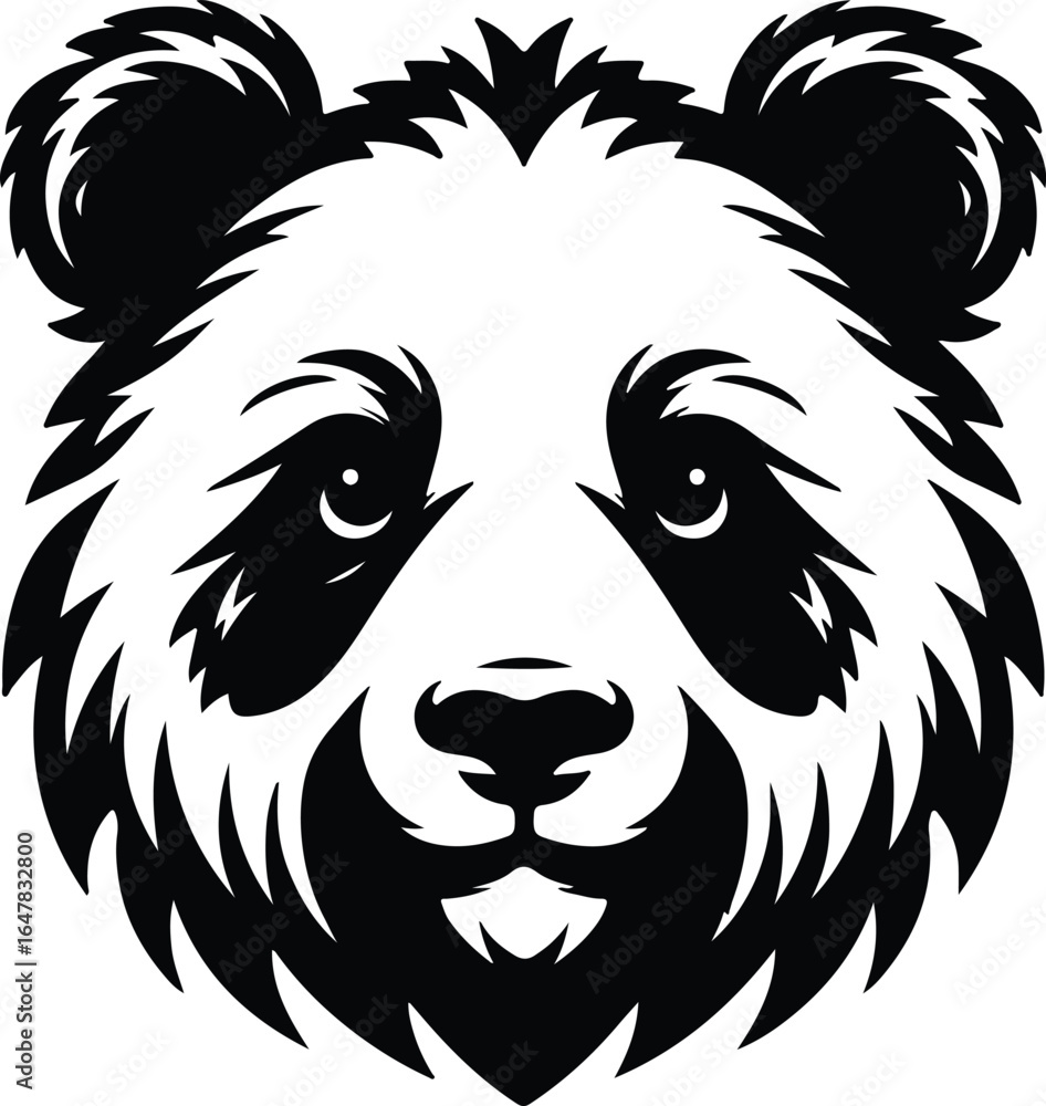 Obraz premium Panda head silhouette vector art illustration