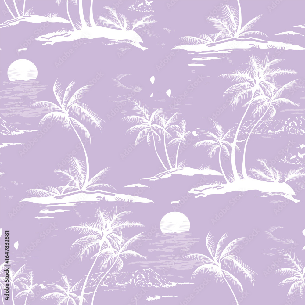 Obraz premium Summer holidays - vector.Coconut palm tree.Ocean and Blue Sky 