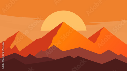 flat mountain range orange sunrise clear sky