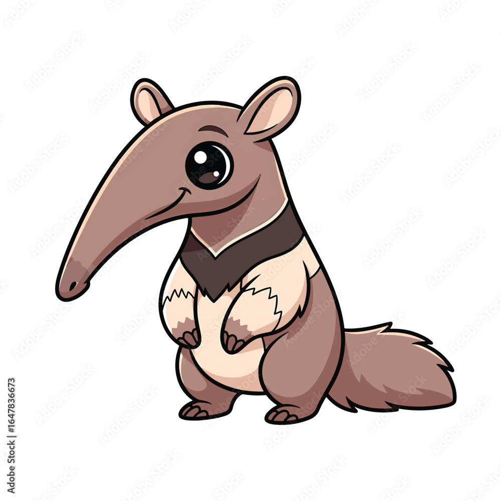 Naklejka premium Anteater cartoon character isolated on a white background