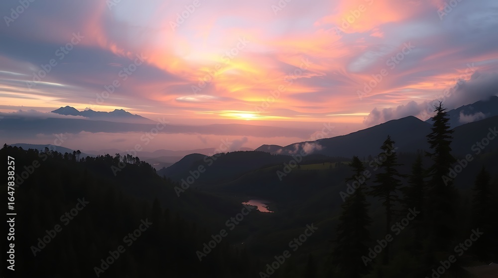 Fototapeta premium sunset over the mountains