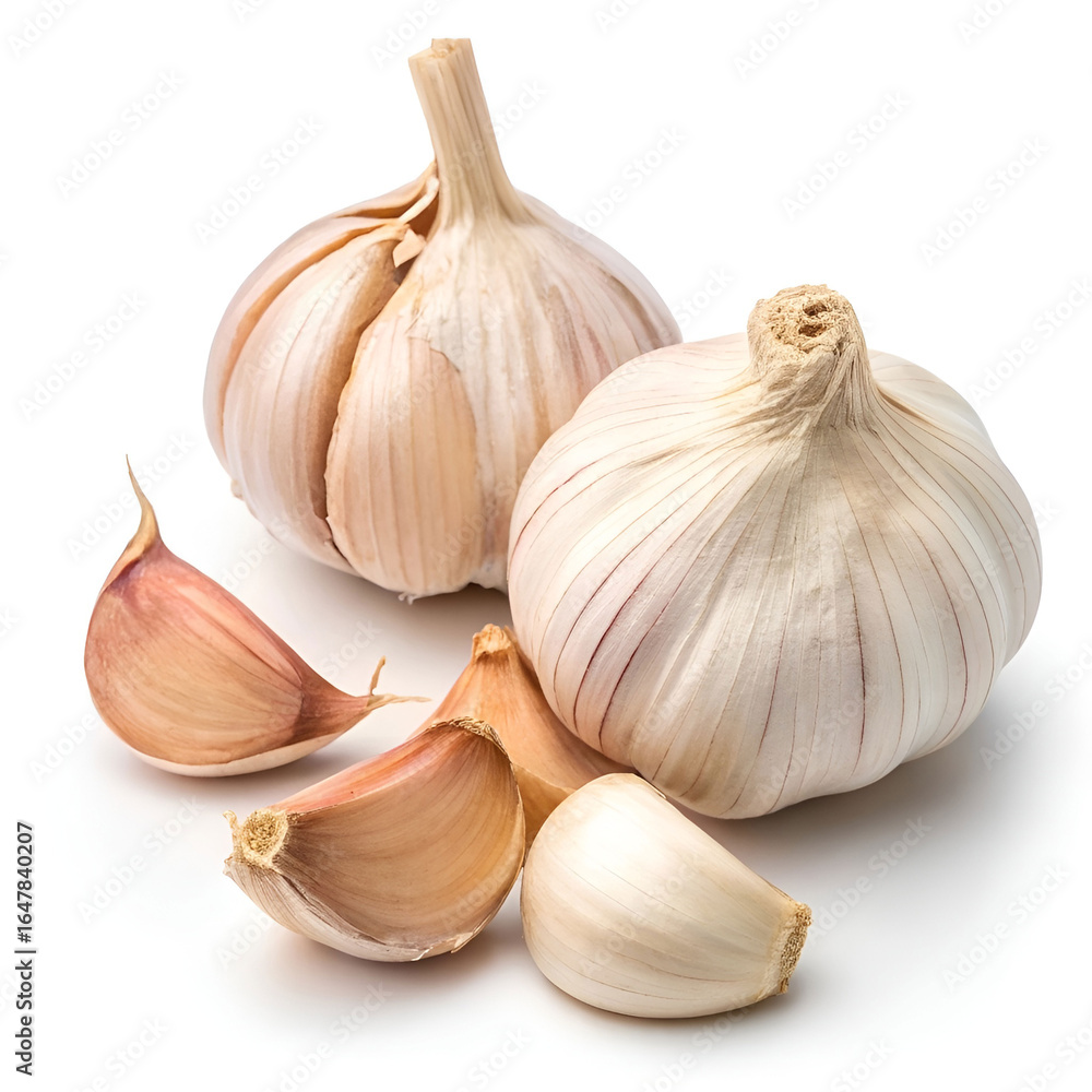Obraz premium Fresh garlic, with its smooth, papery white skin and firm.