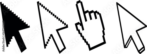 Variety of Computer Cursor Icons Arrow, Pointer, Hand, and Selection Options