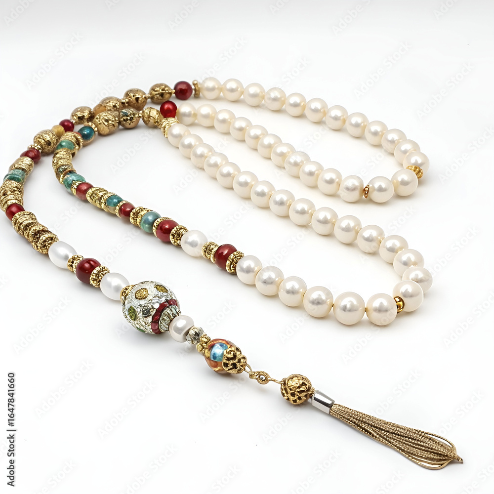 Obraz premium Magnificent prayer beads (tasbih) with polished, round beads.