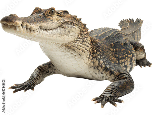 Realistic crocodile on transparent background