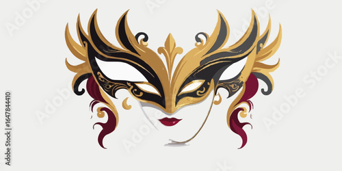 Masquerade vector icon on white background. Comic and tragic mask icon